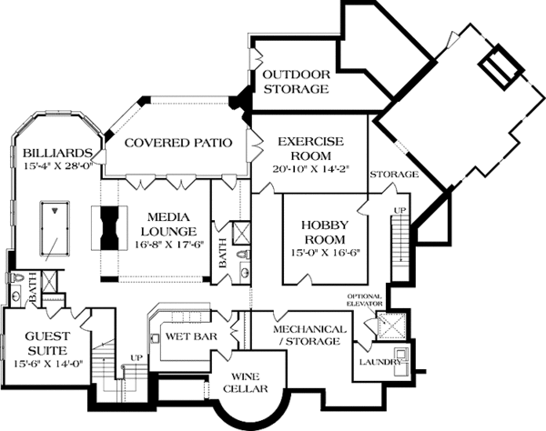 Dream House Plan - European Floor Plan - Lower Floor Plan #453-596