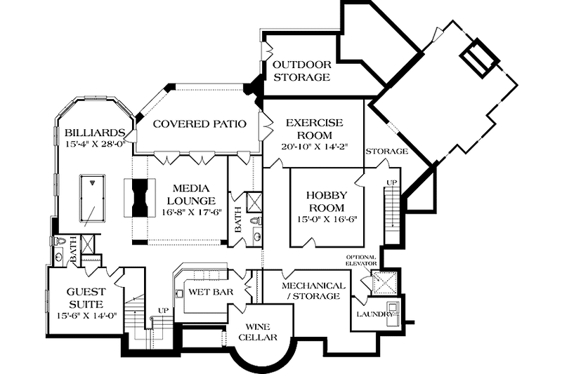 Dream House Plan - Floor Plan - Lower Floor for European House Plan #453-596 - 6 bed, 6.5 bath