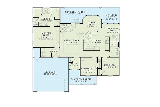 Floor Plan - Main Floor for Traditional House Plan #17-3441 - 3 bed, 2 bath