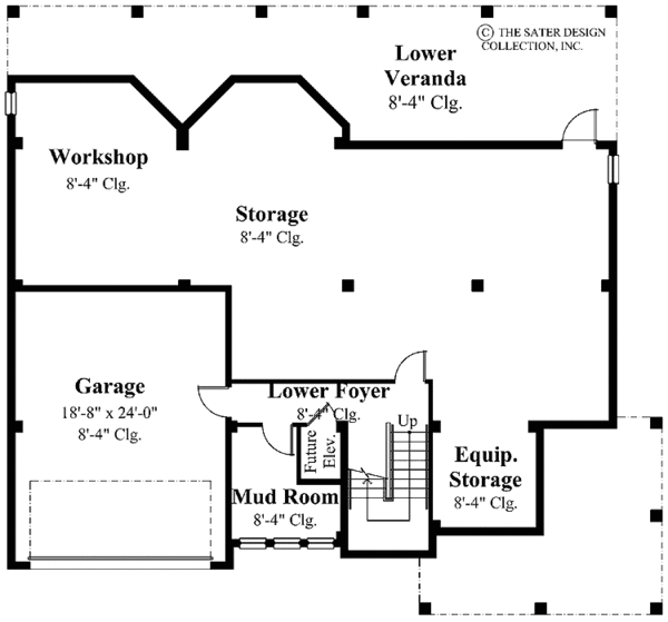 Architectural House Design - Mediterranean Floor Plan - Lower Floor Plan #930-112