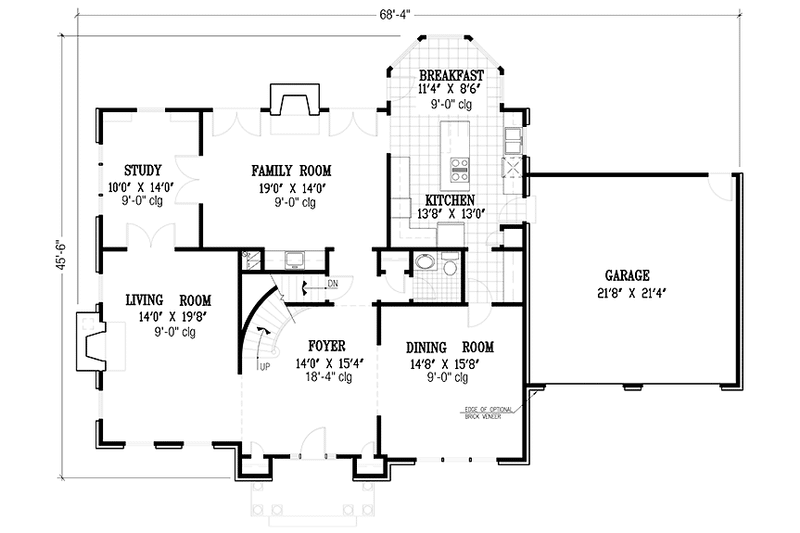 Architectural House Design - Floor Plan - Main Floor for Colonial House Plan #953-56 - 4 bed, 2.5 bath