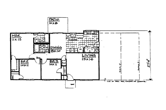 Floor Plan - Main Floor for Contemporary House Plan #30-248 - 3 bed, 2 bath