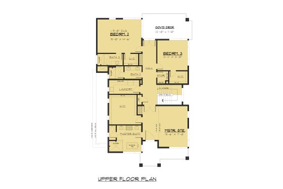 Floor Plan - Upper Floor for Contemporary House Plan #1066-91 - 4 bed, 4.5 bath
