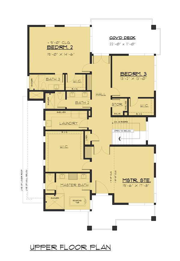Contemporary Floor Plan - Upper Floor Plan #1066-91