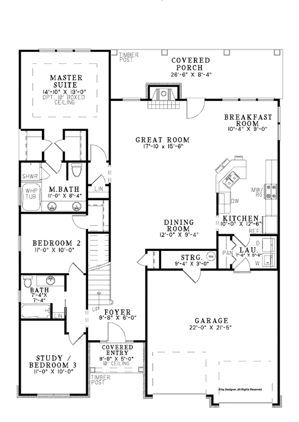 House Blueprint - Country Floor Plan - Main Floor Plan #17-3357
