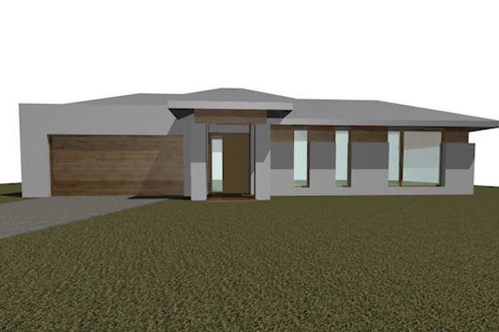 Exterior - Front Elevation for Modern House Plan #496-3 - 4 bed, 2 bath