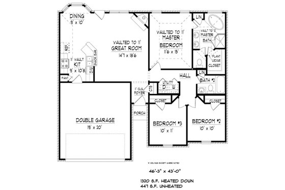 Floor Plan - Main Floor for European House Plan #424-403 - 3 bed, 2 bath