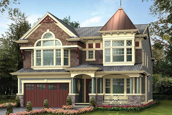 Exterior - Front Elevation 3 for Victorian House Plan #132-473 - 4 bed, 3.5 bath