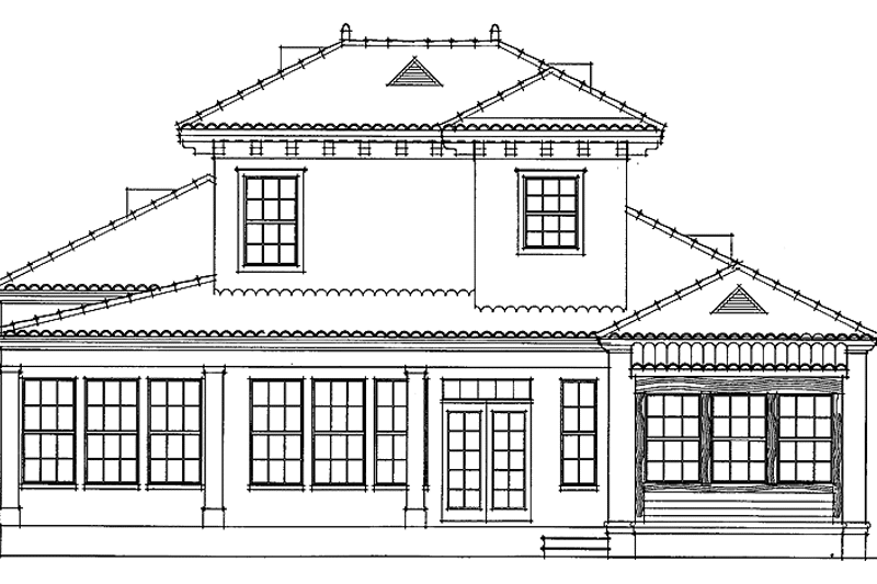 House Plan Design - Exterior - Rear Elevation for Mediterranean House Plan #76-128 - 3 bed, 2.5 bath