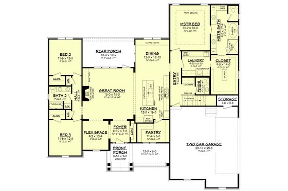 Floor Plan - Main Floor for Farmhouse House Plan #430-195 - 3 bed, 2.5 bath