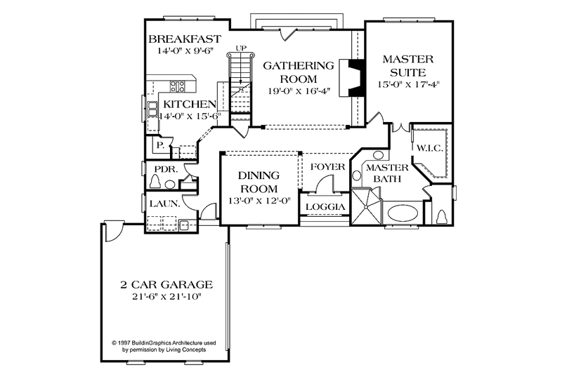Architectural House Design - Floor Plan - Main Floor for Traditional House Plan #453-219 - 3 bed, 2.5 bath