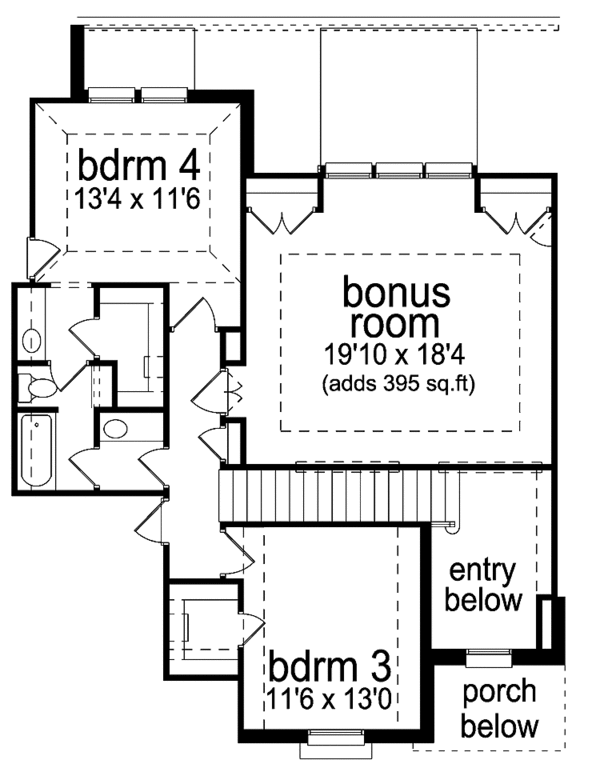 Architectural House Design - Traditional Floor Plan - Upper Floor Plan #84-708