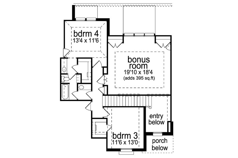 House Design - Floor Plan - Upper Floor for Traditional House Plan #84-708 - 4 bed, 3 bath