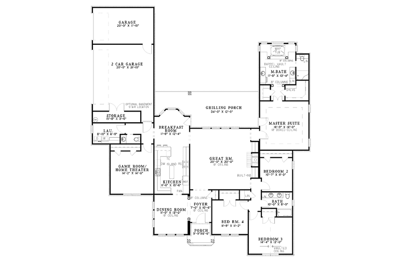 Dream House Plan - Floor Plan - Main Floor for European House Plan #17-3079 - 4 bed, 2.5 bath