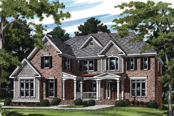 Exterior - Front Elevation 3 for Colonial House Plan #927-203 - 5 bed, 4.5 bath