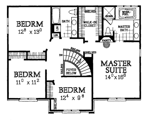 House Design - Classical Floor Plan - Upper Floor Plan #72-951