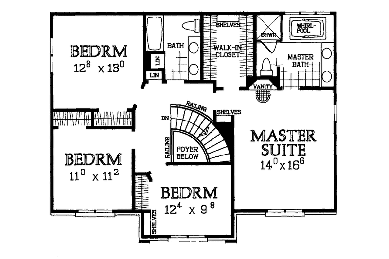 Home Plan - Floor Plan - Upper Floor for Classical House Plan #72-951 - 4 bed, 2.5 bath