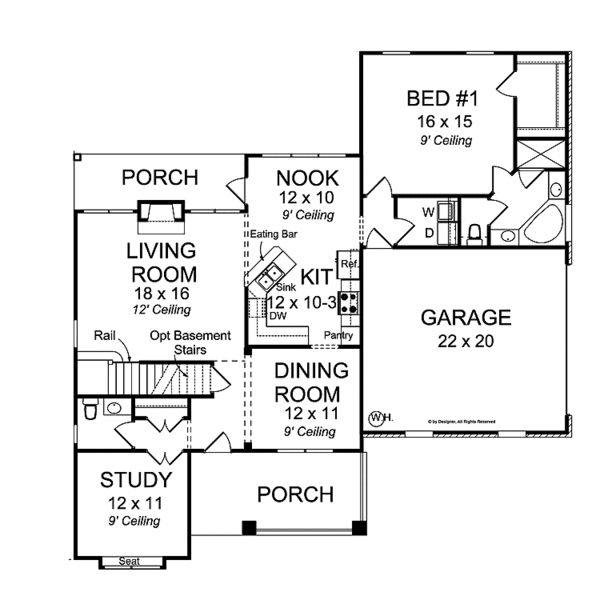 Architectural House Design - Traditional Floor Plan - Main Floor Plan #513-2134