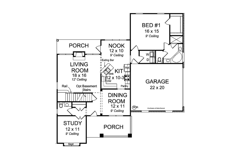 Home Plan - Floor Plan - Main Floor for Traditional House Plan #513-2134 - 4 bed, 3.5 bath