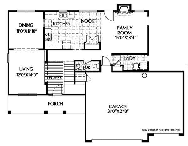 Dream House Plan - Country Floor Plan - Main Floor Plan #999-90