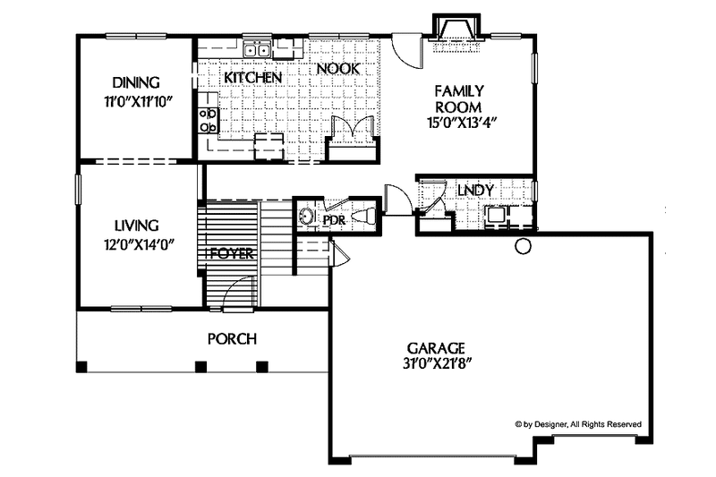 Home Plan - Floor Plan - Main Floor for Country House Plan #999-90 - 3 bed, 2.5 bath