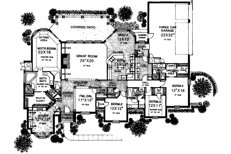 Dream House Plan - Floor Plan - Main Floor for Country House Plan #310-1132 - 4 bed, 3.5 bath