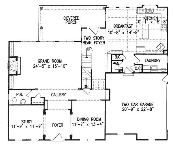 Architectural House Design - Colonial Floor Plan - Main Floor Plan #54-138