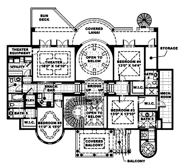 House Design - Mediterranean Floor Plan - Upper Floor Plan #1017-45