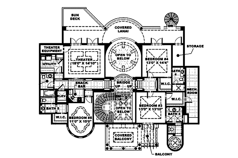 Home Plan - Floor Plan - Upper Floor for Mediterranean House Plan #1017-45 - 5 bed, 6.5 bath