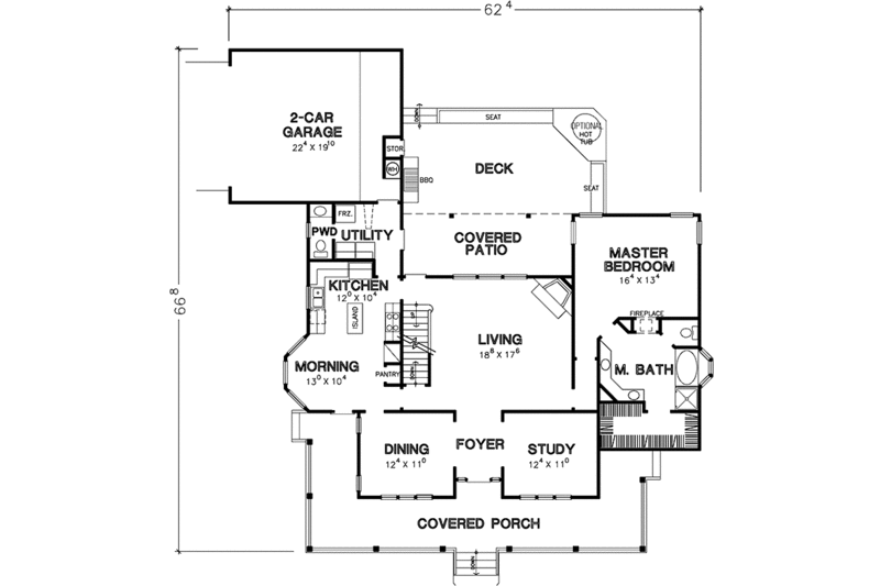 Dream House Plan - Floor Plan - Main Floor for Country House Plan #472-361 - 3 bed, 2.5 bath