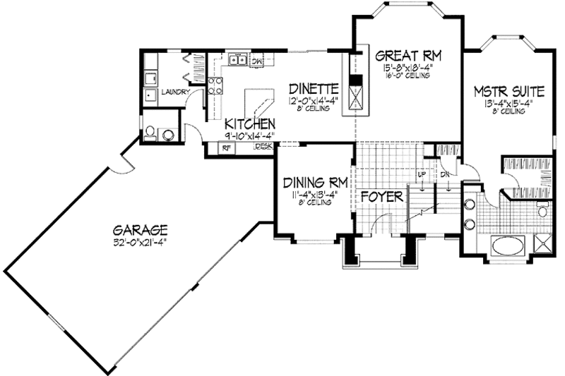 Architectural House Design - Floor Plan - Main Floor for Traditional House Plan #51-826 - 3 bed, 2.5 bath