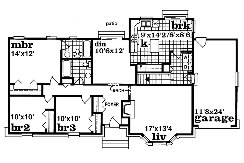 Dream House Plan - Floor Plan - Main Floor for Ranch House Plan #47-803 - 3 bed, 2 bath