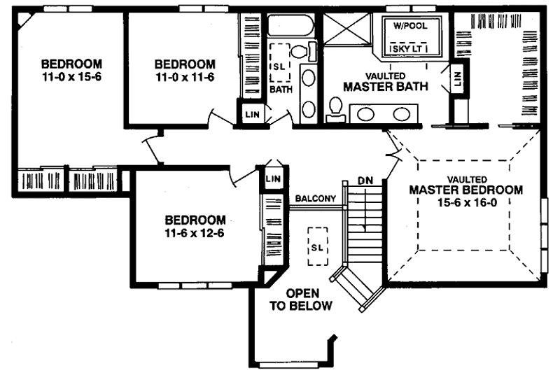 Home Plan - Floor Plan - Upper Floor for European House Plan #981-23 - 4 bed, 2.5 bath