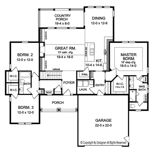 Architectural House Design - Ranch Floor Plan - Main Floor Plan #1010-142