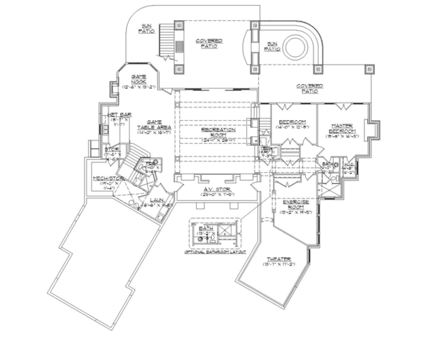 Architectural House Design - Craftsman Floor Plan - Lower Floor Plan #945-140