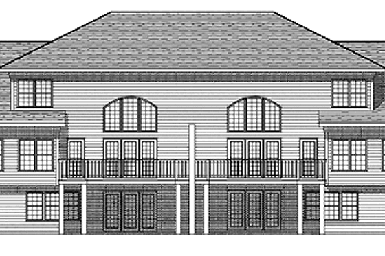 Exterior - Rear Elevation for Prairie House Plan #70-1396 - 8 bed, 8 bath