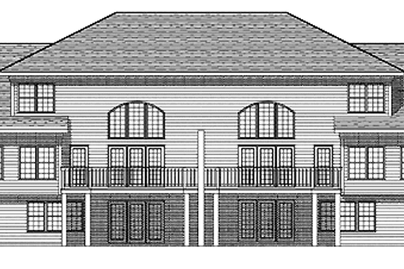 Home Plan - Exterior - Rear Elevation for Prairie House Plan #70-1396 - 8 bed, 8 bath