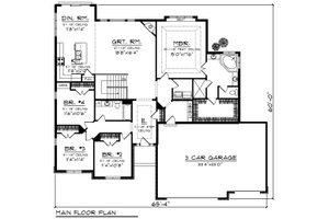 Floor Plan - Main Floor for Ranch House Plan #70-1197 - 4 bed, 2 bath