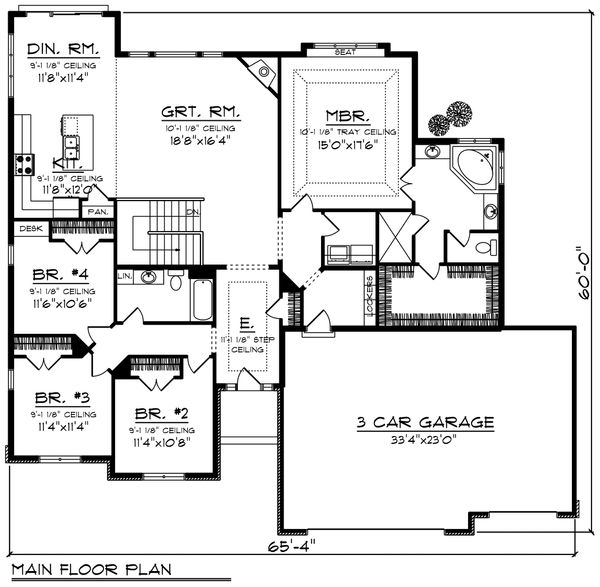 Home Plan - Ranch Floor Plan - Main Floor Plan #70-1197