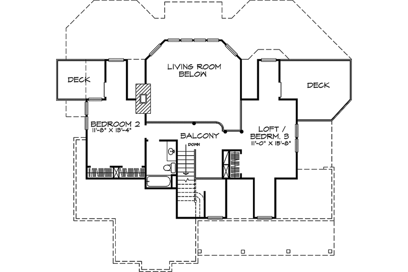 Home Plan - Floor Plan - Upper Floor for Country House Plan #140-177 - 2 bed, 2.5 bath