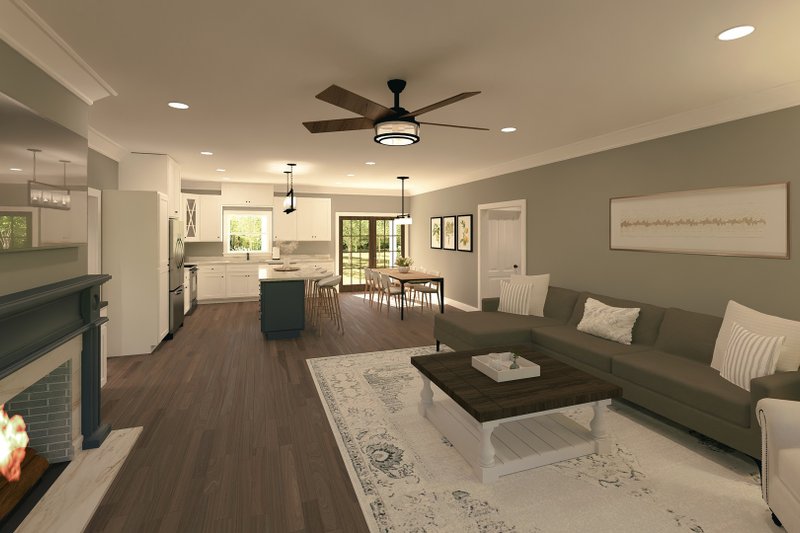 Home Plan - Interior - Family Room for Barndominium House Plan #44-294 - 4 bed, 3 bath