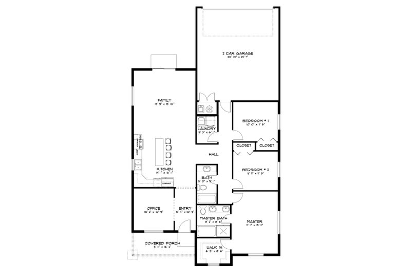 Home Plan - Floor Plan - Main Floor for Ranch House Plan #1060-432 - 3 bed, 2 bath