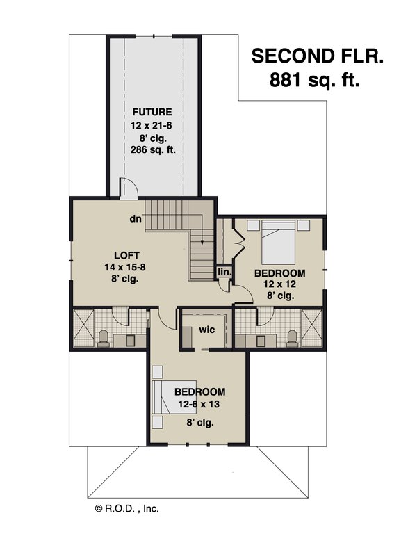Traditional Floor Plan - Upper Floor Plan #51-1257