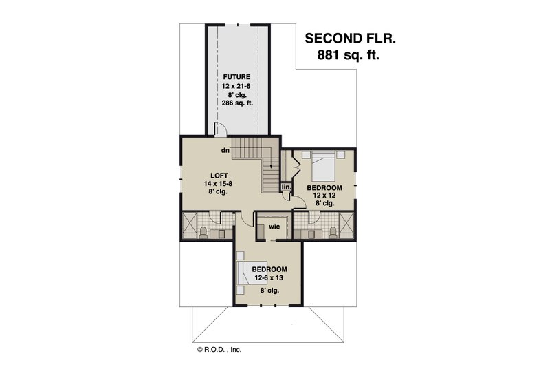 House Design - Floor Plan - Upper Floor for Traditional House Plan #51-1257 - 3 bed, 3.5 bath