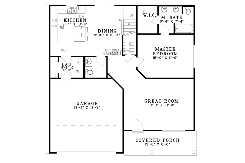 Home Plan - Floor Plan - Main Floor for Country House Plan #17-3223 - 3 bed, 2.5 bath