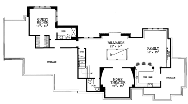 House Blueprint - Craftsman Floor Plan - Lower Floor Plan #72-1074