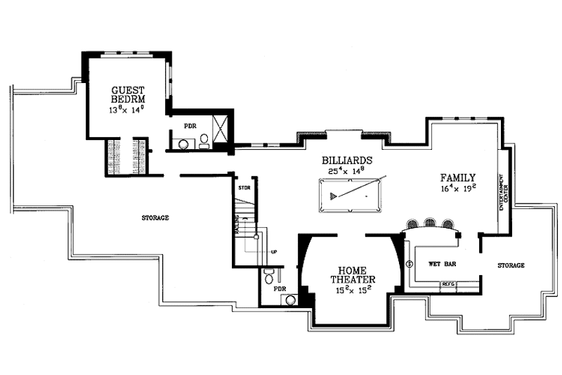 House Blueprint - Floor Plan - Lower Floor for Craftsman House Plan #72-1074 - 4 bed, 3 bath