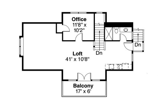 Floor Plan - Upper Floor for Craftsman House Plan #124-1142, 1 bath