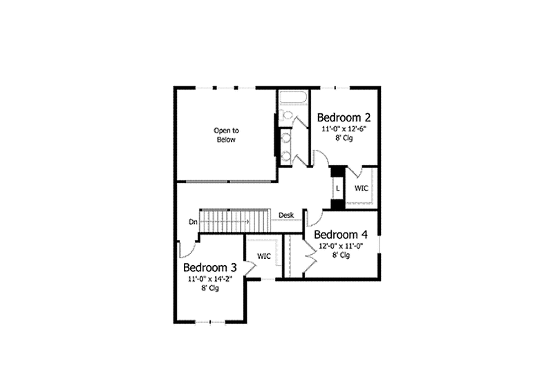 Home Plan - Floor Plan - Upper Floor for Colonial House Plan #51-1021 - 4 bed, 2.5 bath
