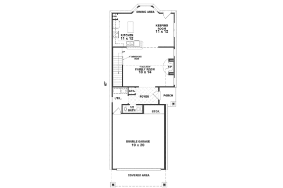 Floor Plan - Main Floor for Southern House Plan #81-111 - 2 bed, 2.5 bath